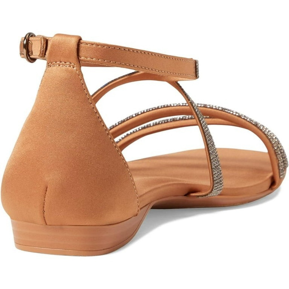 Naturalizer Women Strappy Flat ELegant Sandal SZ 9 WIDE BROWN BRONZE Embellished - Picture 5 of 14